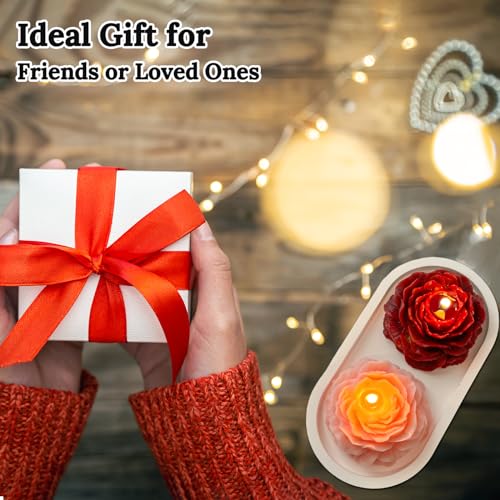 Light-Orange Peony Flower Shape Candles for Women - Aromatic Pastel Aesthetic Candle with Jasmine Fragrance - Christmas Gi...