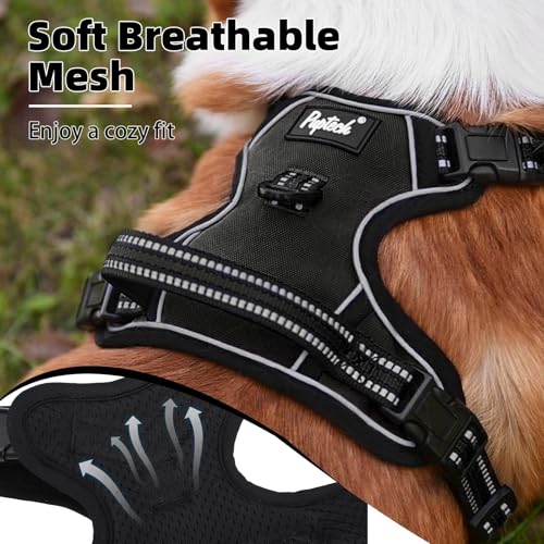 PUPTECK No Pull Dog Harness Small Sized, Adjustable Reflective Dog Harness with Handle Easy Control, Comfortable Soft Padd...