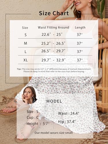 NASHALYLY Women's High Waisted Maxi Skirt,Elastic Chiffon Boho Long Skirt with Pockets