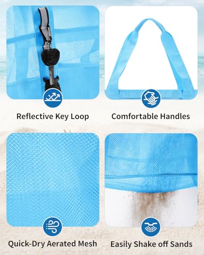 WANDF Mesh Beach Bag for Women, Large Beach Tote Bags with 40oz Tumbler Side Pockets, Family Pool Bag for Swim Toys Towels...