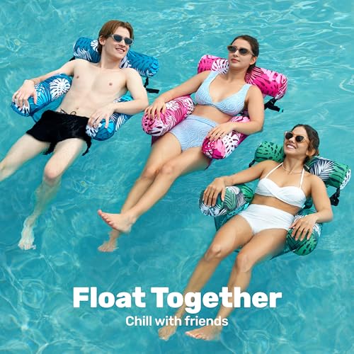 SLOOSH Pool Floats Chairs Adult, 3 Packs Inflatable Lounge Chairs,Blow up Pool Noodles Floats for Adults,Water Floating fo...