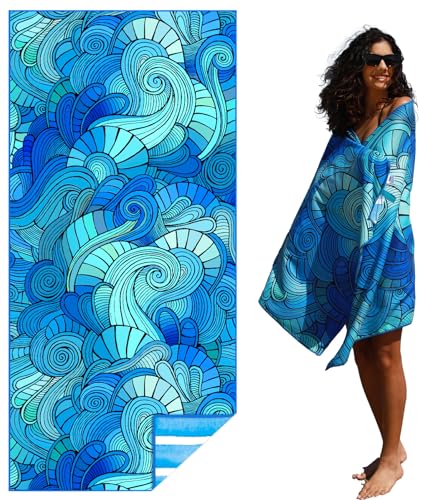 Thin Lightweight Microfiber Beach Towel Sand Free Quick Dry Absorbent Compact Towels for Swimming Pool Camping Beach Acces...