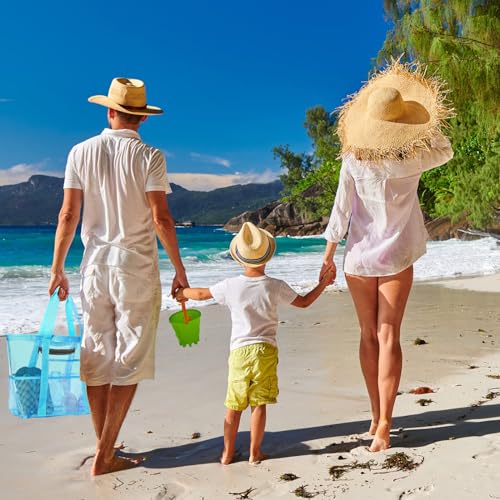 Yunaeduo Large Mesh Beach Bag - Lightweight & Foldable Family Beach Bag with 9 Pockets for Toys, Towels & Vacation Essentials