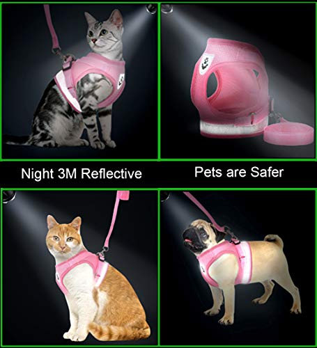 Cat Harnesses and Puppy Harness with Leashes Set, Escape Proof Cat Harness, Adjustable Reflective Soft Mesh Vest Fit Puppy...