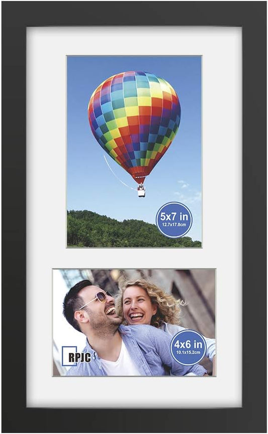 RPJC 8x14 Soild Wood 2 Opening Picture frames with High Definition Glass Display 4x6 and 5x7 with Mat or 8x14 Without Mat ...
