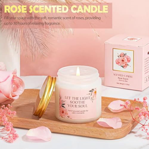 Gifts for Women, 9pcs Happy Birthday Gifts for Women, Christmas Ideas Mothers Day Gift Baskets Unique Rose Self Care Set V...