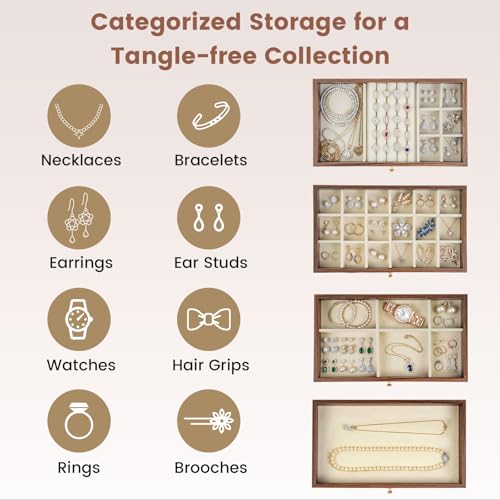 Simple Supplies Wooden Jewelry Box for Women, 5-Layer Jewelry Organizers and Storage with 5 Drawers & Velvet Trays, Large ...