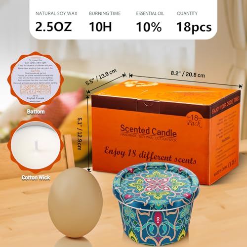 18-Pack Aromatherapy Candle Set - Travel-Size Scented Candles 2.5oz Each | 10+ Hour Relaxing Long-Lasting Burn | Fragrant ...
