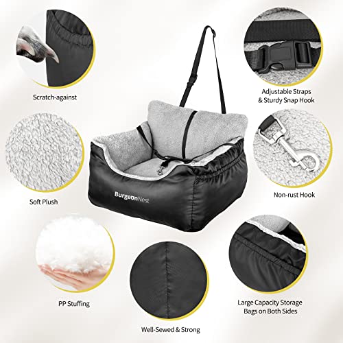 BurgeonNest Dog Car Seat for Small Dogs, Soft Pet Car Travel Home Bed Under 25 lbs, Fully Detachable and Washable Cat Boos...