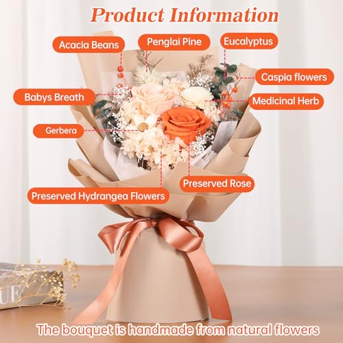 Jtoder Forever Flowers for Delivery, Preserved Flower Bouquets, Long Lasting Pink Roses, Gifts Bouquet for Mother Wife Gir...