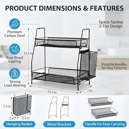 LEMIKKLE 2-Tier Bathroom Countertop Organizer,Skincare, Makeup Countertop Organizers, Kitchen, Bathroom Counter Storage wi...
