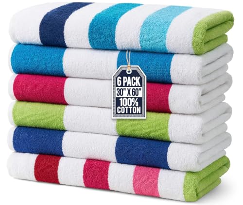 Ben Kaufman Terry Cabana Striped Towels - Oversized Towel for Beach & Pool - Soft Cotton Towels with Absorbent Design - St...