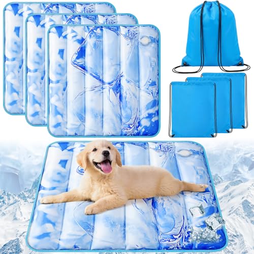 Chunful 4 Pack Dog Cooling Mat Water Injection Pet Cooling Mat for Dogs Cats with Storage Bags Washable and Foldable Pet P...