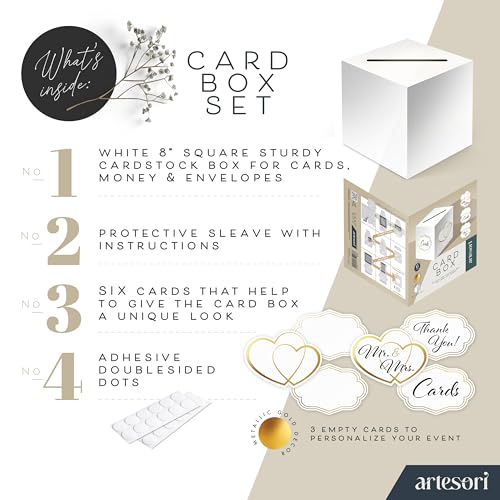 ARTESORI Gift Card Box for Party — White Card Box for Wedding Reception, Birthday, Baby Shower with Slot — Ideal for Gift ...
