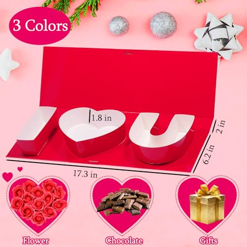 MLOLM 6 Pcs I Love You Flower Box Valentines I Love U Fillable Gift Box Empty I Heart U Cardboard Box For Valentines Mothe...