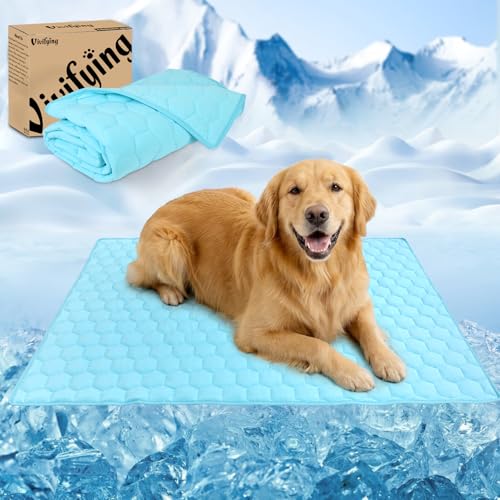 Vivifying Cooling Blanket for Dogs, Reversible Ice Silk Dog Cooling Mat with Waterproof Layer, Soft Pet Throw Blanket for ...