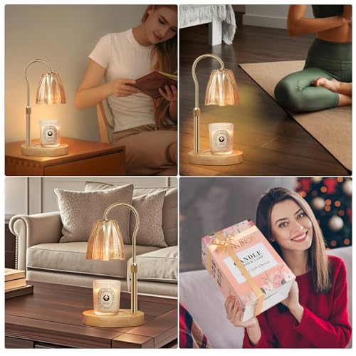 Honvinor Candle Warmer Lamp with Timer & Dimmer, Candle Warmer Height Adjustable, Fits All Jar Scented Candles, Candle Lam...