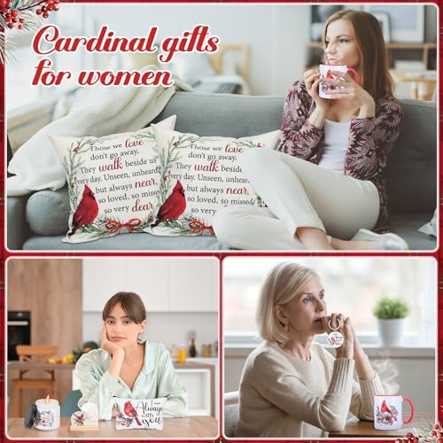Buryeah 10 Pcs Cardinal Gift Set Sympathy Memorial Bird Present Box Include 60x50'' Blanket Pillowcase Mug Makeup Bag Cand...