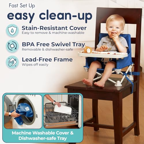 Hiccapop OmniBoost Travel Booster Seat with Tray for Baby | Folding Portable Baby Booster Seat for Dining Table, Camping, ...