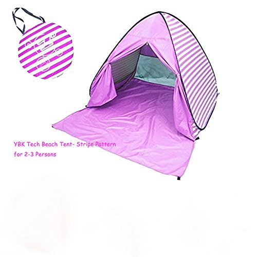 YBK Tech New Stripe Style Automatic Pop Up Beach Tent UV Protection Instant Portable Quick Cabana Sun Shelter for 2-3 Pers...