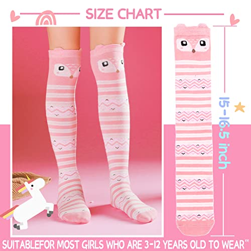 ANTSANG Kids Girls Knee High Socks Long Boot Crazy Silly Fun Gift Cute Tall Animal Socks for Child 6 Pairs