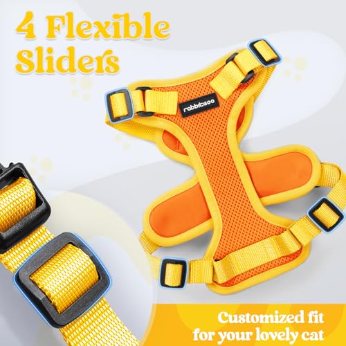 rabbitgoo Cat Harness and Leash Set, Escape Proof Soft Adjustable Vest Harnesses for Outdoor Walking, Easy Control Breatha...