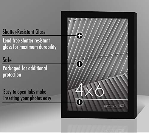 Americanflat 4x6 Picture Frame with Shatter-Resistant Glass - Streamline Collection - Thin Border Photo Frame for Tabletop...
