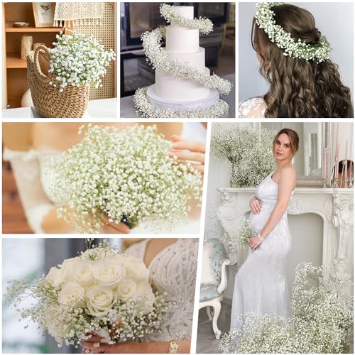 MARTINE MALL Babys Breath Artificial Flowers, 30 PCS White Baby Breath Flowers Artificial Bulk, Fake Baby Breath Gypsophil...