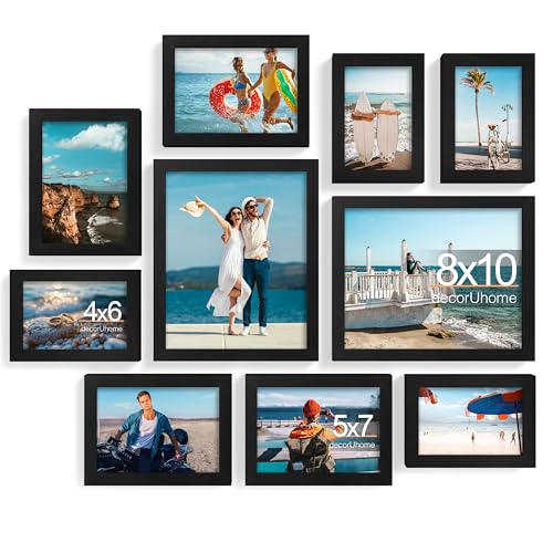 decorUhome Picture Frames Collage Wall Decor for Photo Gallery Display, Assorted Picture Frames set of 10 Including Two 8x...