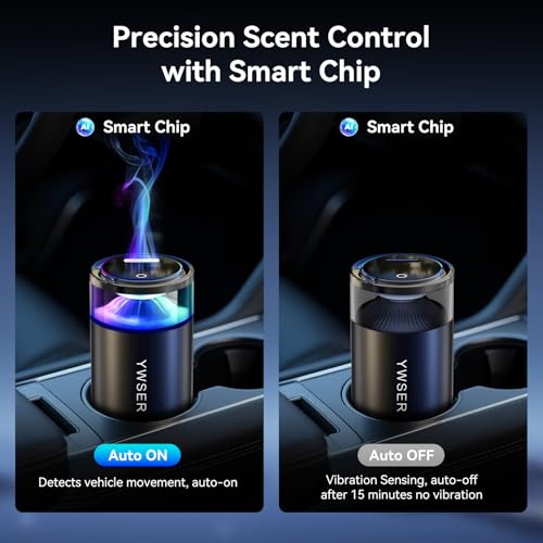 Smart Car Air Freshener, Car Air Freshener Diffuser with Starry Sky Projection and 50ml Perfume, Auto On/Off Intelligent, ...