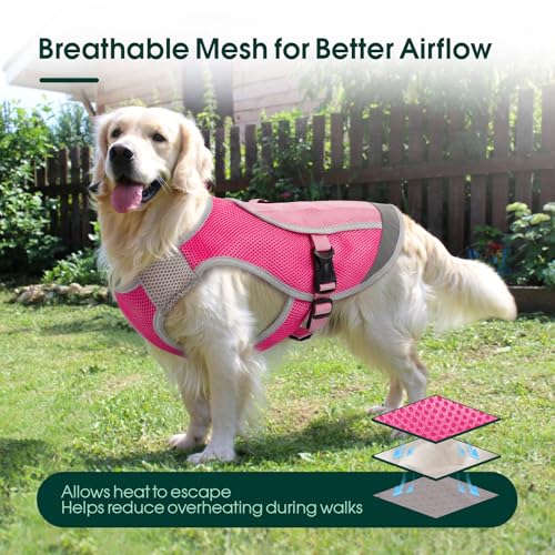 Kuoser Dog Cooling Vest for Dogs, Lightweight Dog Cooling Harness Shirt with Reflective Stripe, Breathable Mesh Cooler Jac...
