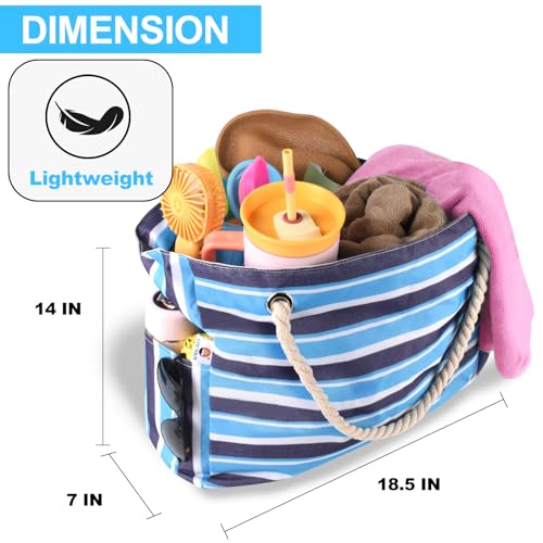 CaCTOUR Beach Bags for Women,Large Beach Bag Waterproof Sandproof with Zipper Pocket,Travel Tote Bag,Swim Pool Bag for Family