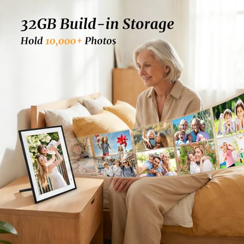 Digital Picture Frame 10.1 Inch Digital Photo Frame 32GB Storage, WiFi Picture Frame with1280x800 IPS Touch Screen, Auto-R...