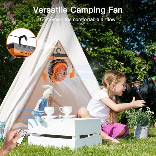 FRIZCOL 3-in-1 Camping Fan - Portable Fans Rechargeable - 24000mAh Battery Powered Fan with Light & Remote for Indoor, Out...
