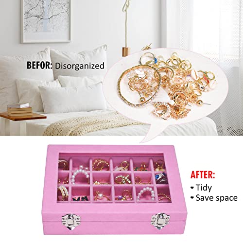 Vicoter Velvet Jewelry Box 24 Grid Jewelry Ring Display Organiser Box Tray Holder Earrings Storage Case for Girls Wife Mom...