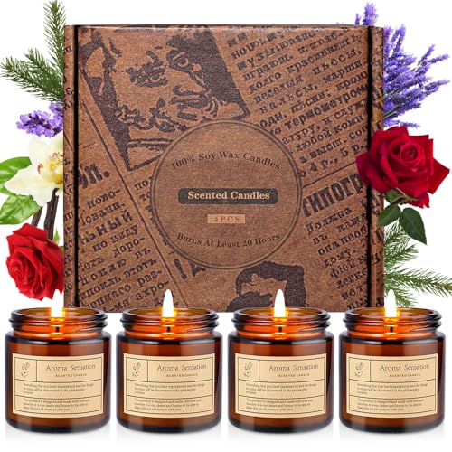 4 Pack Candles for Home Scented,Amber Jar Aromatherapy Candle Gifts for Women,Scented Candles Set for Mother's Day Christm...