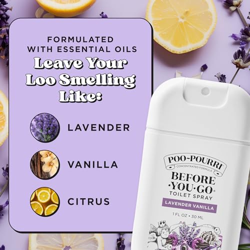 Poo-Pourri Before-You-Go Pocket Toilet Spray, Travel Essentials, Lavender Vanilla, 1 Fl Oz, Up to 50 Uses, On-The-Go Bathr...