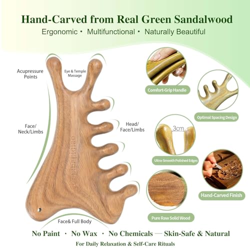 Gua Sha Tool for Face &Body,Gua Sha Sculpting Tool,Wooden Gua Sha Tool Face, Jawline Shaper Lymphatic Drainage Brush,Scalp...