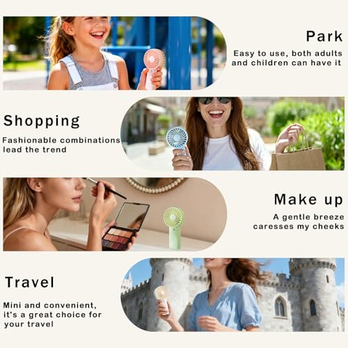 4 Pack Mini Portable Fan - 5'' AAA Battery Operated, Lightweight Handheld with 1 Speed & Lanyard - Quiet Personal Fan for ...