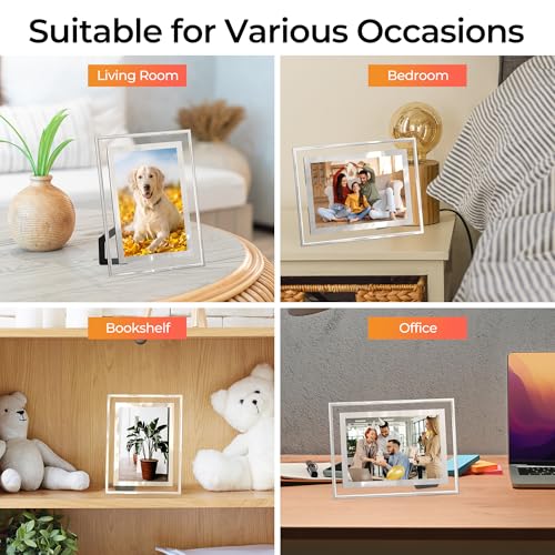 ECBEITF 4x6 Picture Frames Set of 2, Desktop Clear Glass Photo Frame Horizontal or Vertical Display for Landscape, Portrai...
