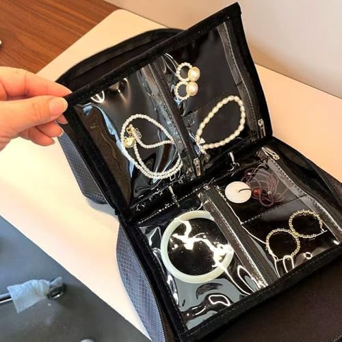 GSXRB Waterproof Anti-Tarnish Jewelry Organizer for Travel - Large Capacity Foldable Jewelry Box with 36 Compartments, Por...