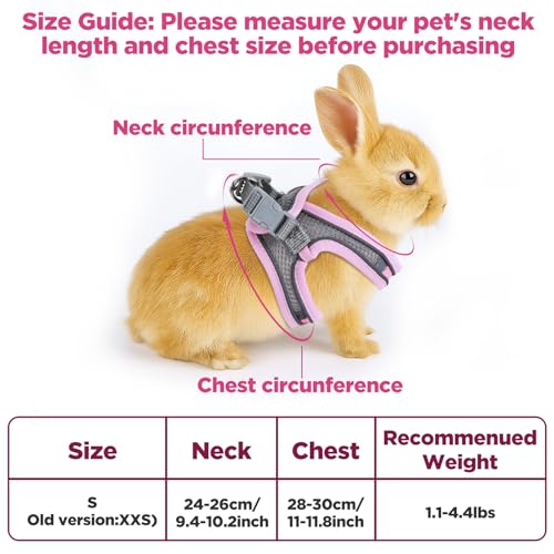 Bunny Harness and Leash Adjustable Bunny Harness and Leash Set, Breathable Pet Vest, Small Dog Harnesses, Small Kitten Pup...