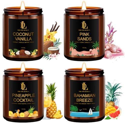 Scented Candles Set, 4 Pack Soy Candles for Home Scented, Candle Gifts for Men Women, Scents of Pineapple Cocktail/Coconut...