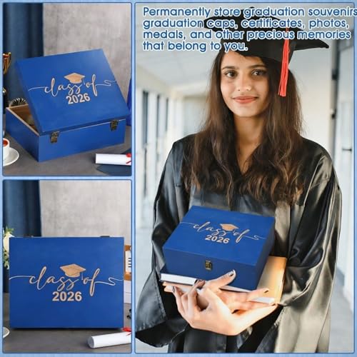 Geelin Graduation Keepsake Wooden Box Class of 2026 Graduation Cap Large Keepsake Box Graduate Wooden Engraving Memento Ca...