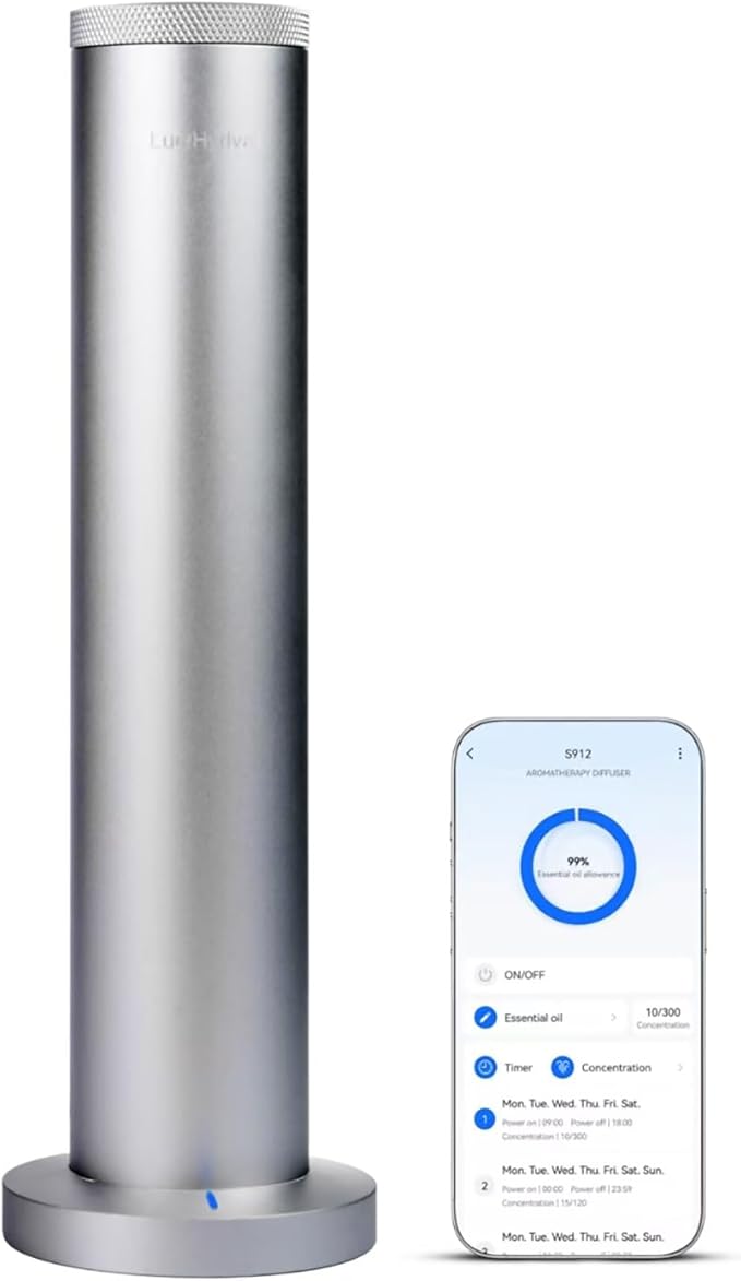 New Upgraded Waterless Scent Oil Nebulizer – Smart App & Remote Control, Covers Up to 4000 Sq Ft, Quiet Aroma Diffuser for...
