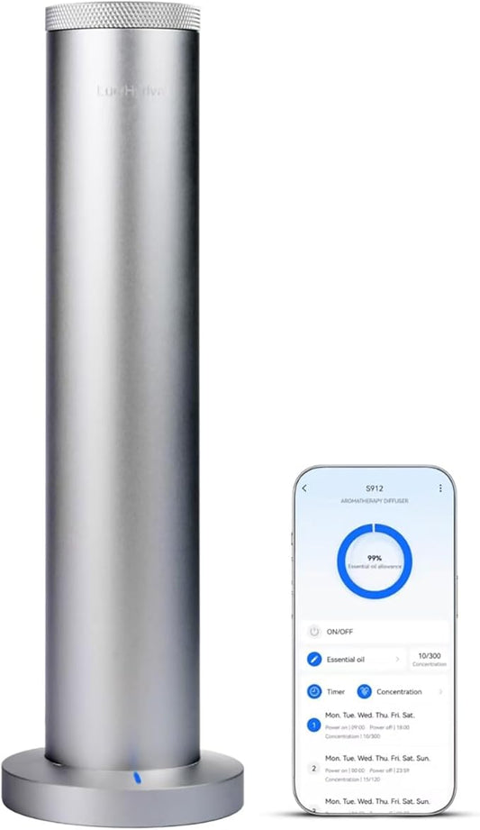 New Upgraded Waterless Scent Oil Nebulizer – Smart App & Remote Control, Covers Up to 4000 Sq Ft, Quiet Aroma Diffuser for...