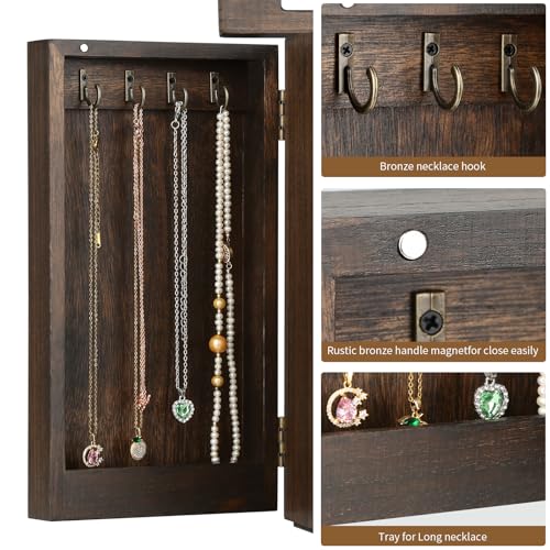 Meangood Jewelry Box Jewelry Organizer, 5-Layer Wooden Jewelry Organizers and Storage Boxes for Women Girls, Ring Earring ...