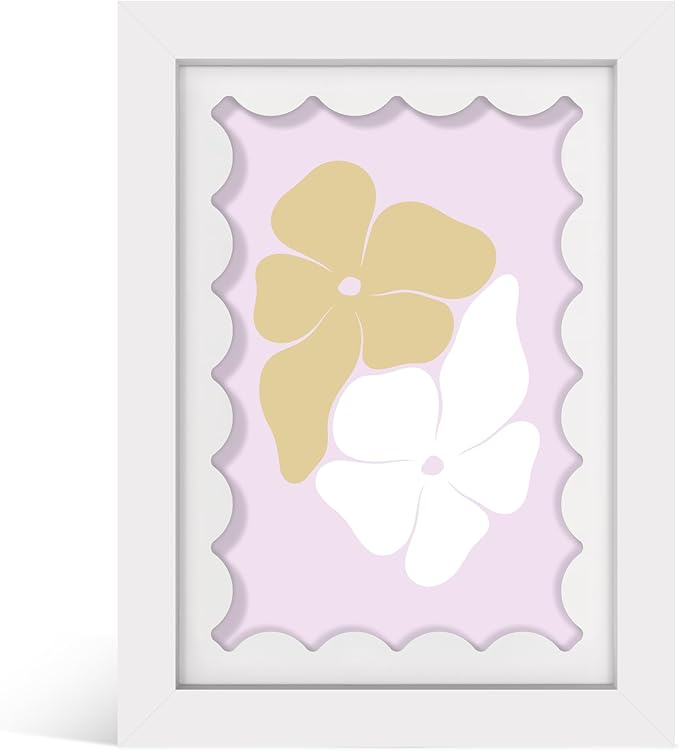 THKRLOF 5x7 Picture Frame with Real Glass, Wooden cute 5 x 7 Photo Frame with Wavy Mat for Tabletop and Wall Hanging, Whit...