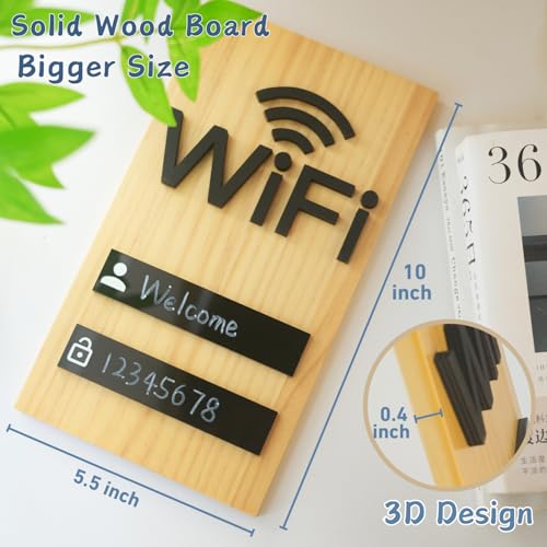 Parvigo WIFI Sign, Solid Wood Table or Wall WIFI Password Sign for Home Guest Room Busines, Magnet Aesthetic Primitive Rew...