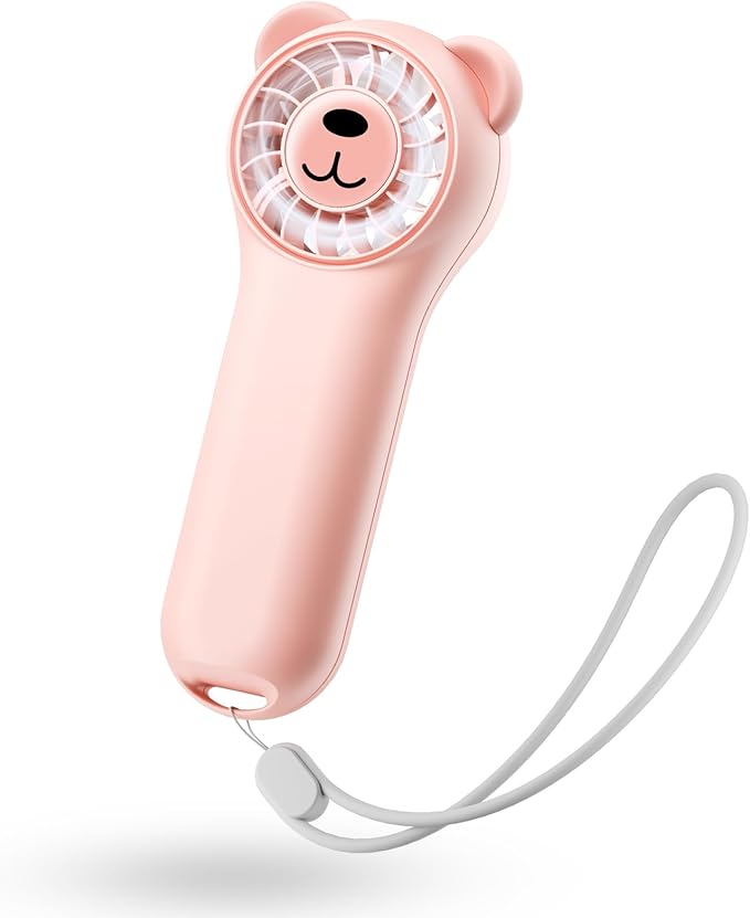 Funaudio Mini Handheld Fan with Bear Ears, Small Portable Fan, Lightweight Personal Fan, 4 Speeds, USB-C Rechargeable Pock...